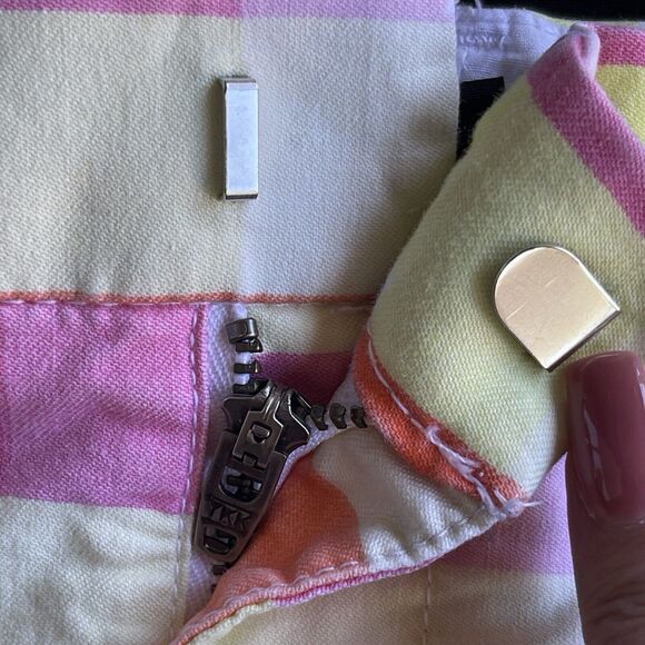 Hurley Juniors Short Shorts Size 9 Multicolor‎ Flat Front Low Rise Y2K Rainbow - Picture 3 of 10